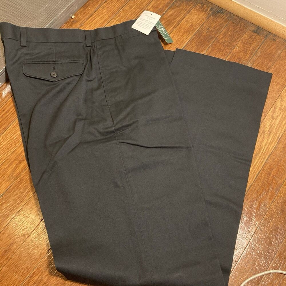 NWT L.L. BEAN Natural Fit 34 x 34 Wrinkle Free Double L Work Chino Pants Black